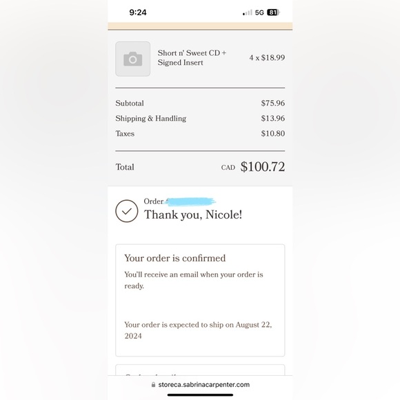 Signed sealed Short n’ Sweet Sabrina Carpenter CD - Picture 2 of 2